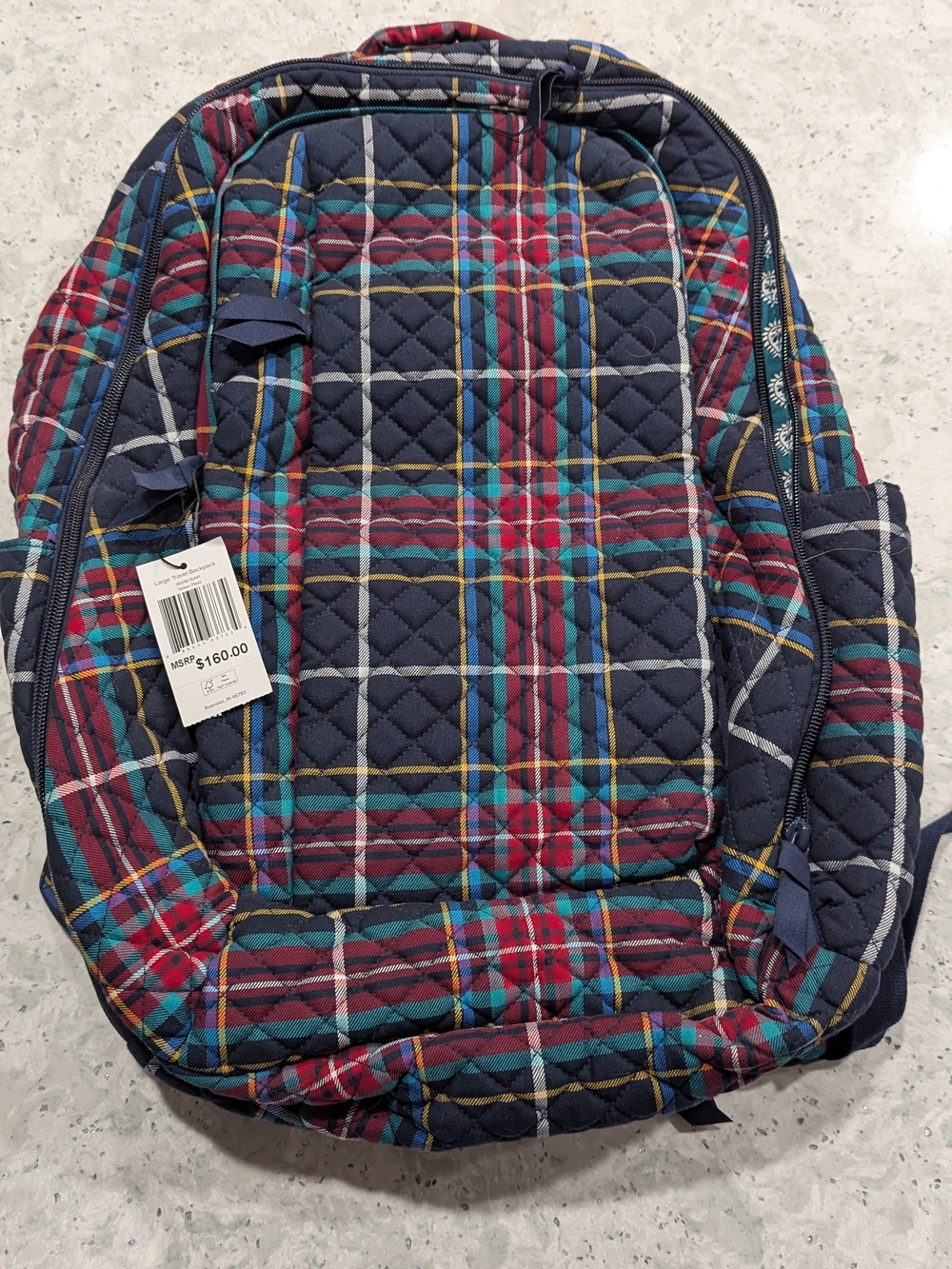 NWT Vera Bradley Large Campus Backpack - Tartan Plaid
